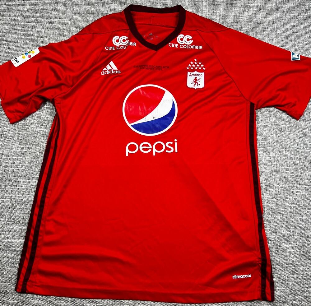 Adidas America de Cali 2017-18 Home Soccer Jersey Pepsi Red Men’s XL